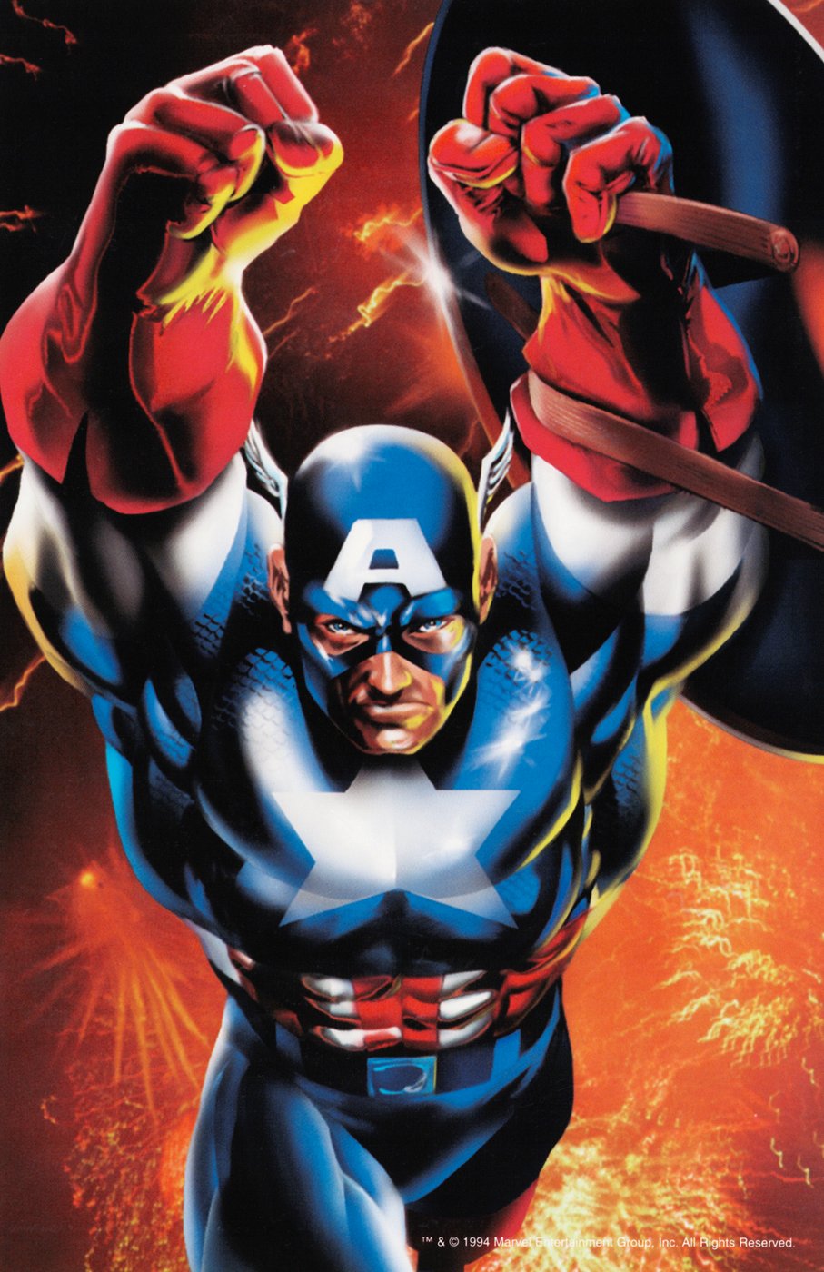 Binder insert of Captain America, Powerblast 11 art without the Flair logo or metallic finish