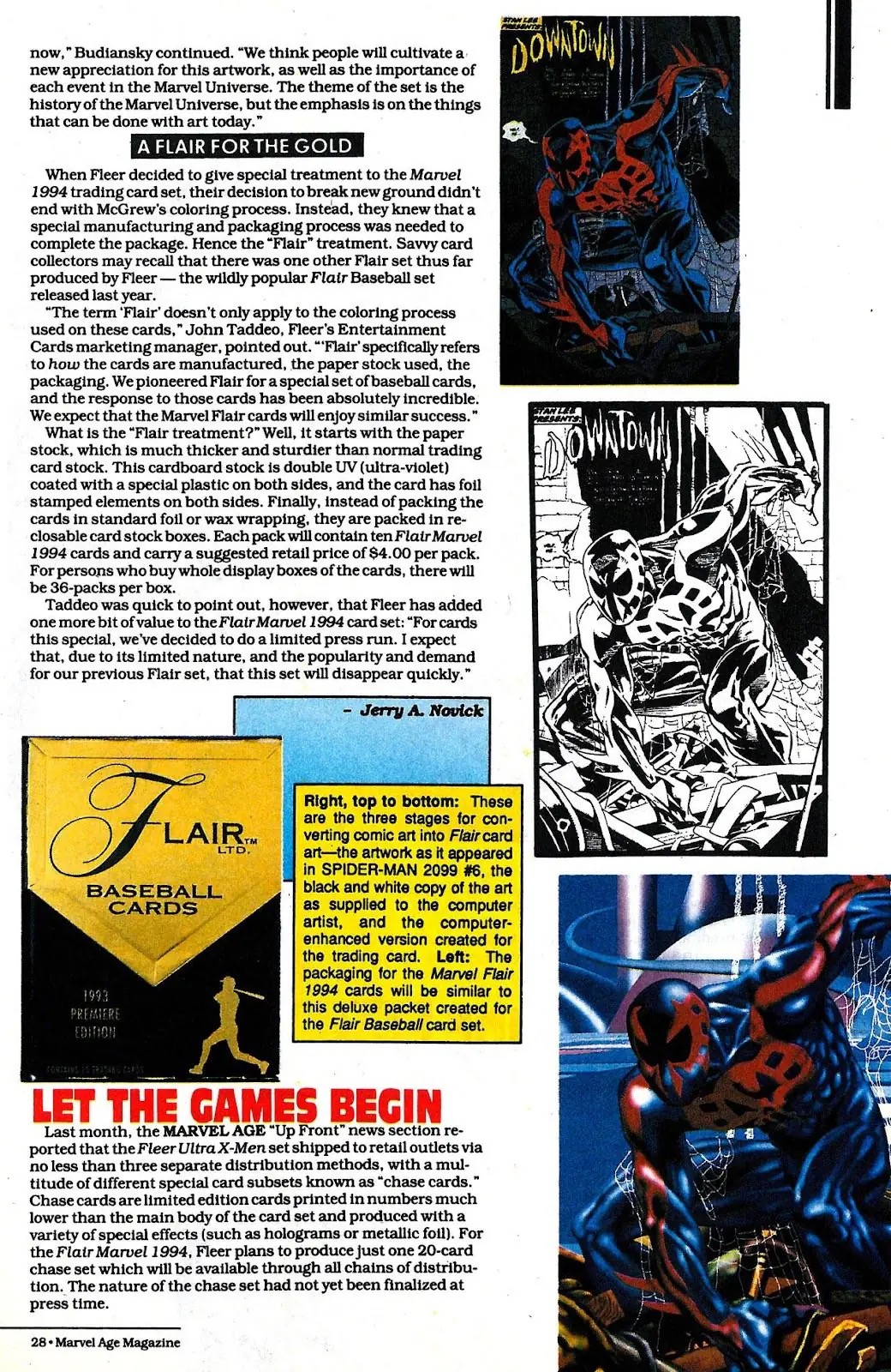 Marvel Age number 138, page 28, A Flair for the Gold and Let the Games Begin